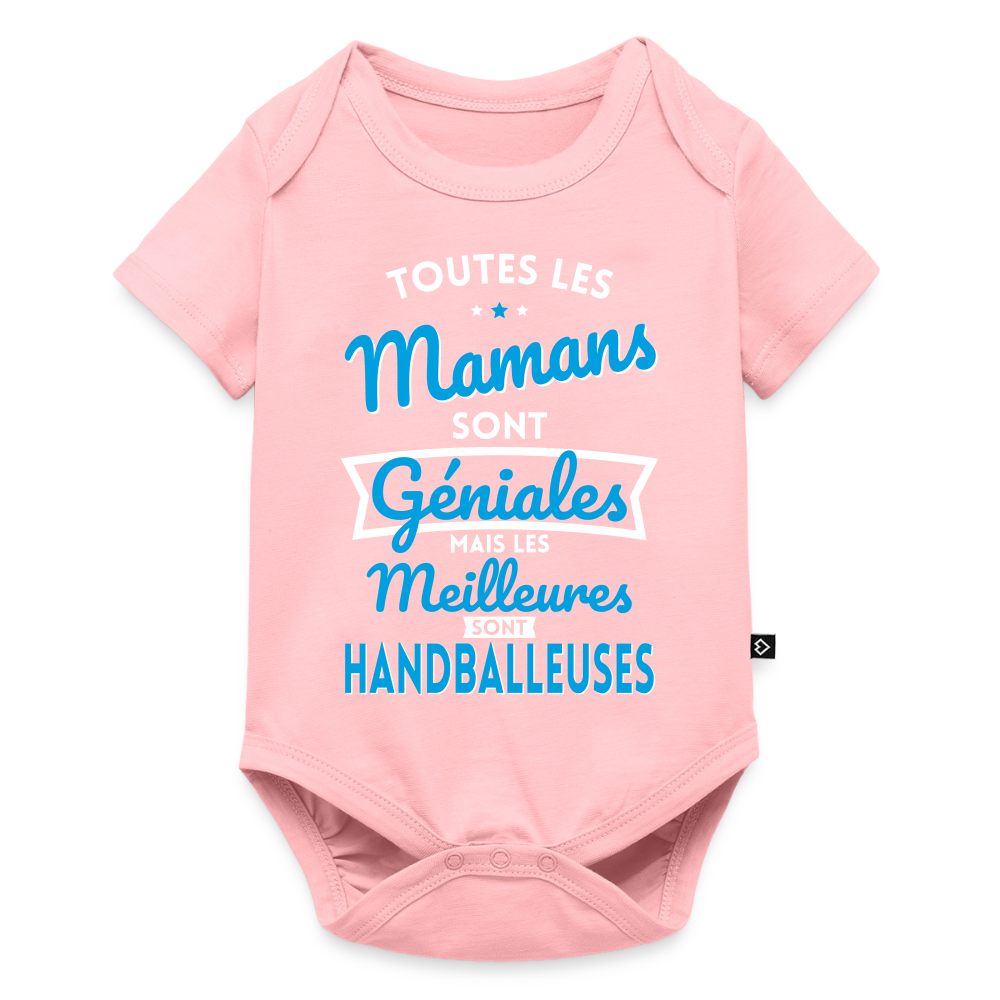 Body Bébé bio manches courtes - Mamans  géniales - Les meilleures sont handballeuses - rose