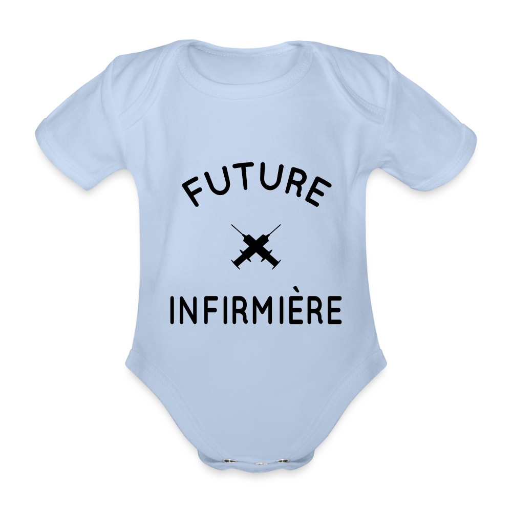 Body Bébé bio manches courtes - Future infirmière - ciel