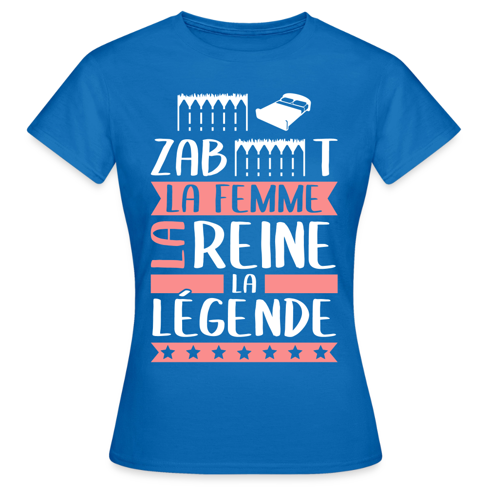 T-shirt femme Elisabeth rébus – La femme, la reine, la légende - bleu royal