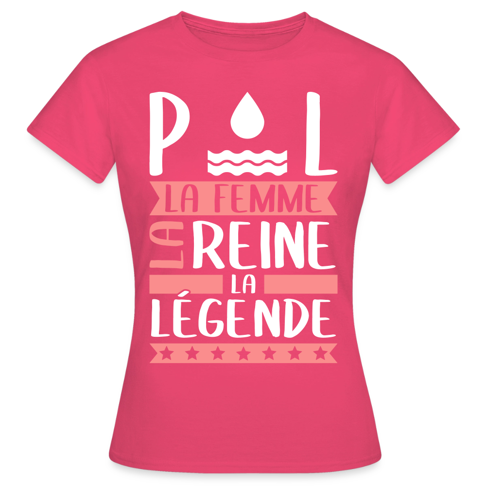 T-shirt femme Paule rébus – La femme, la reine, la légende - rose azalée