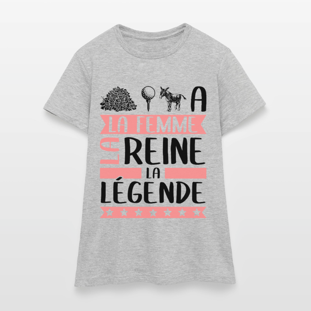 T-shirt femme coloris clair Tatiana en rébus – La femme, la reine, la légende - gris chiné