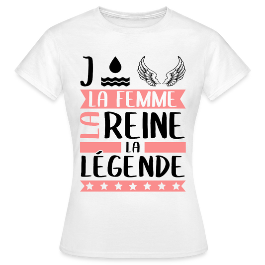T-shirt femme coloris clair Joëlle rébus – La femme, la reine, la légende - blanc