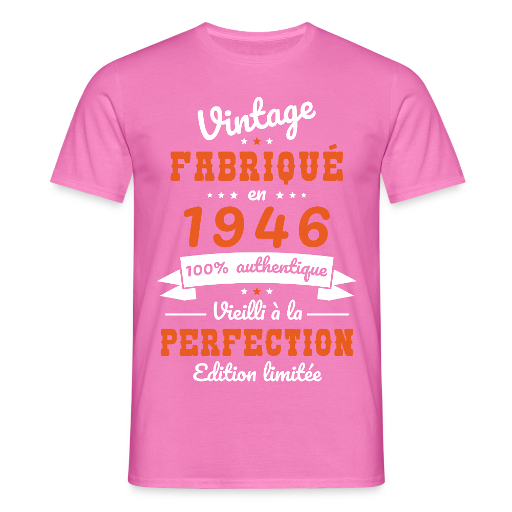 T-shirt anniversaire homme 80 ans – Vintage 1946 - rose