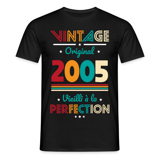 T-shirt Homme - Anniversaire 20 Ans - Vintage Original 2005 - noir