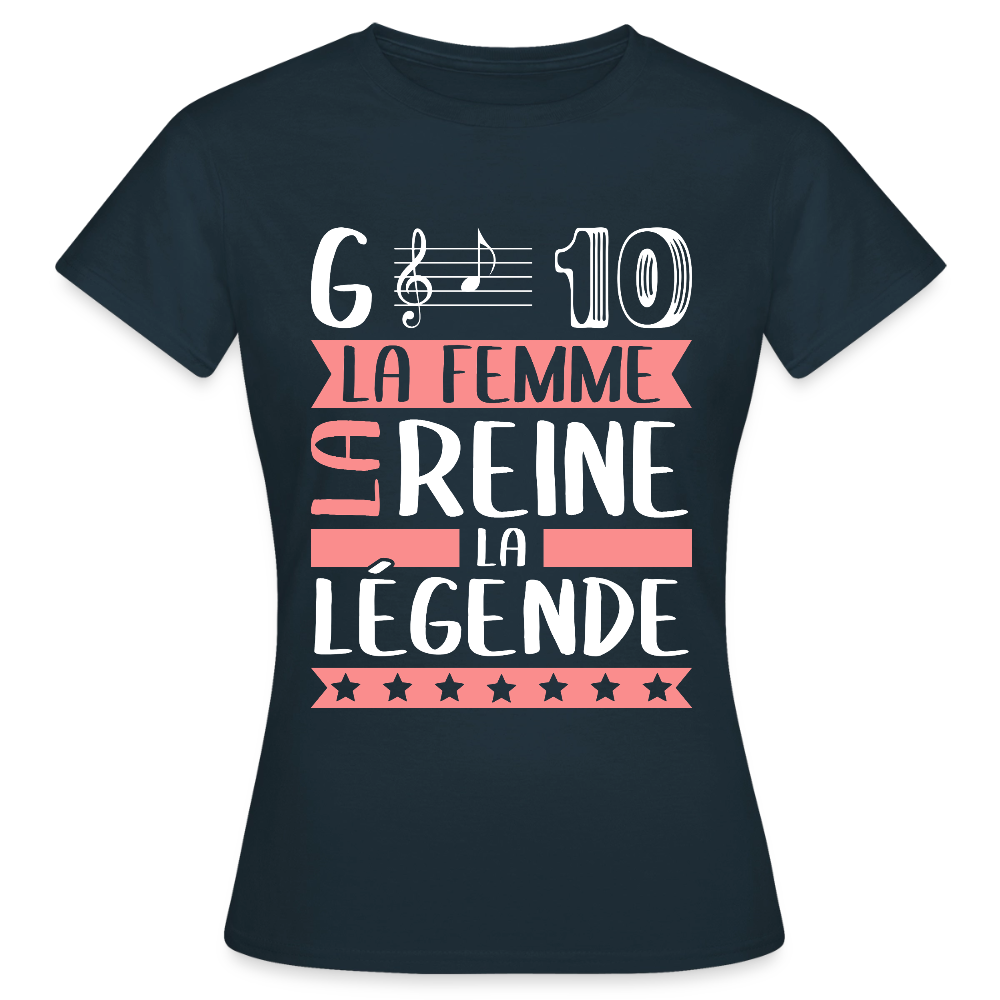 T-shirt femme Gladys rébus – La femme, la reine, la légende - marine