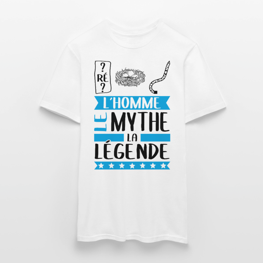 T-shirt homme coloris clair Dominique rébus – L’homme, le mythe, la légende - blanc