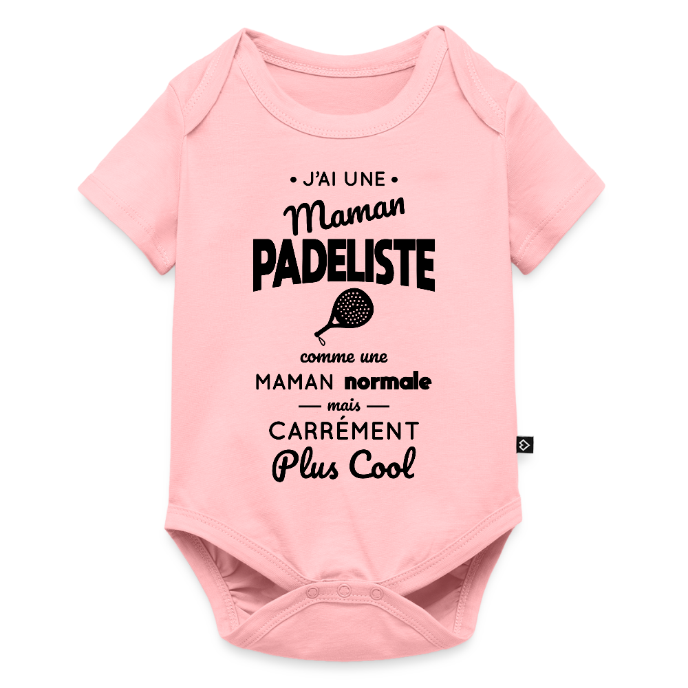Body Bébé bio manches courtes - J'ai une maman padeliste - rose