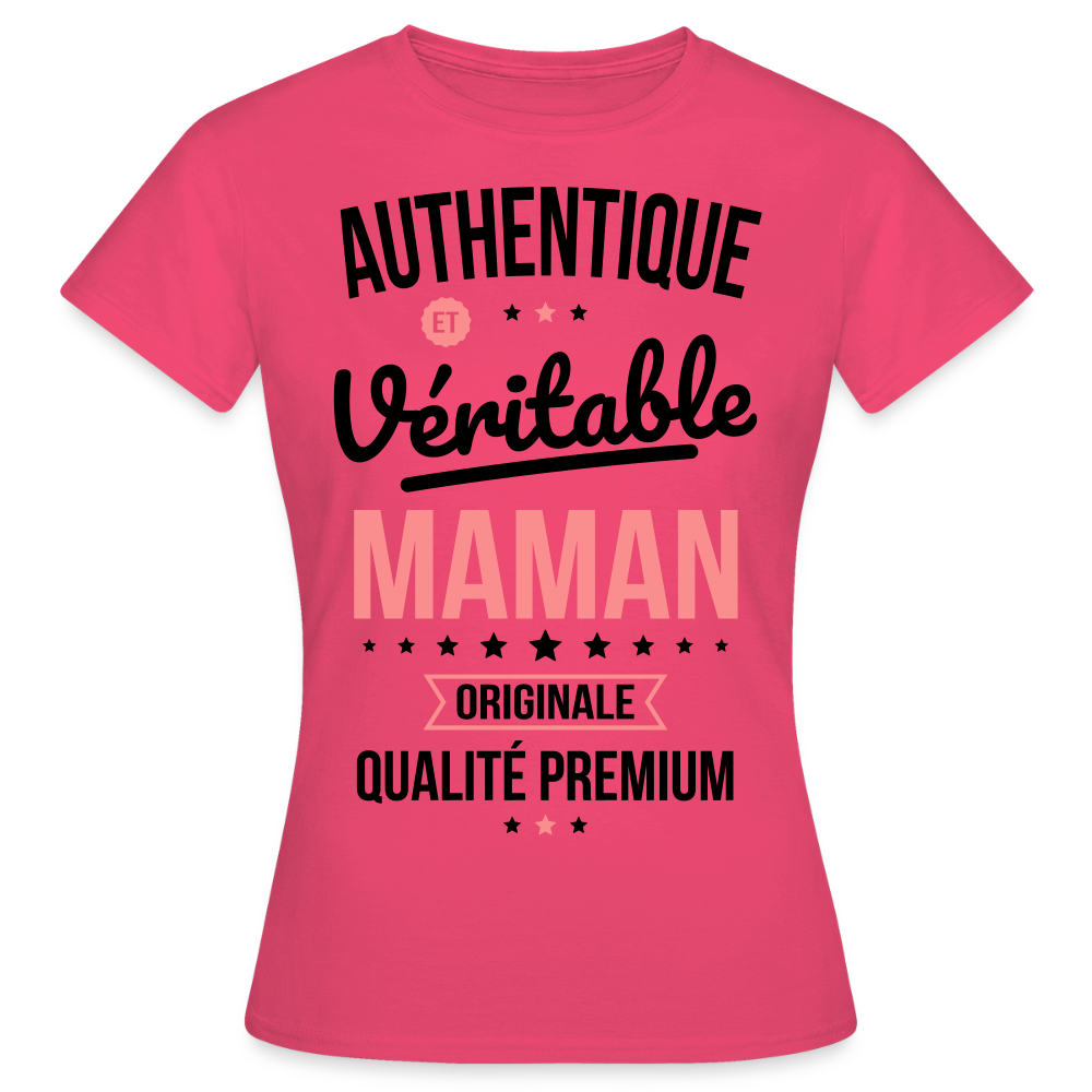 T-shirt Femme - Authentique et véritable Maman - rose azalée