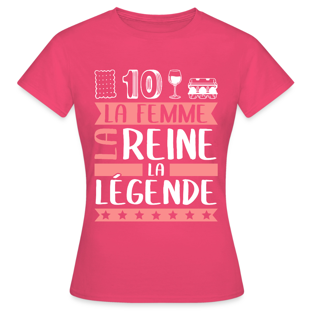 T-shirt femme Ludivine rébus – La femme, la reine, la légende - rose azalée