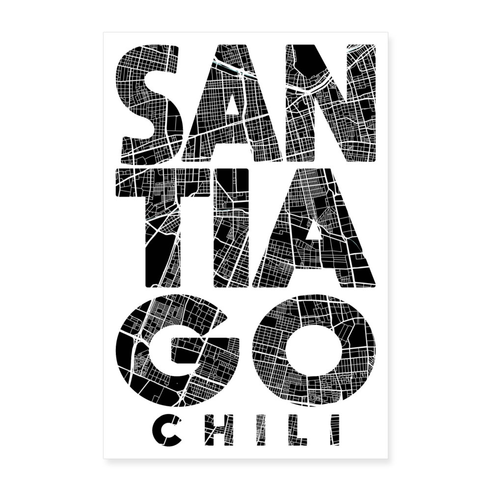 Poster Santiago - Plan Santiago - 40 x 60 cm - blanc