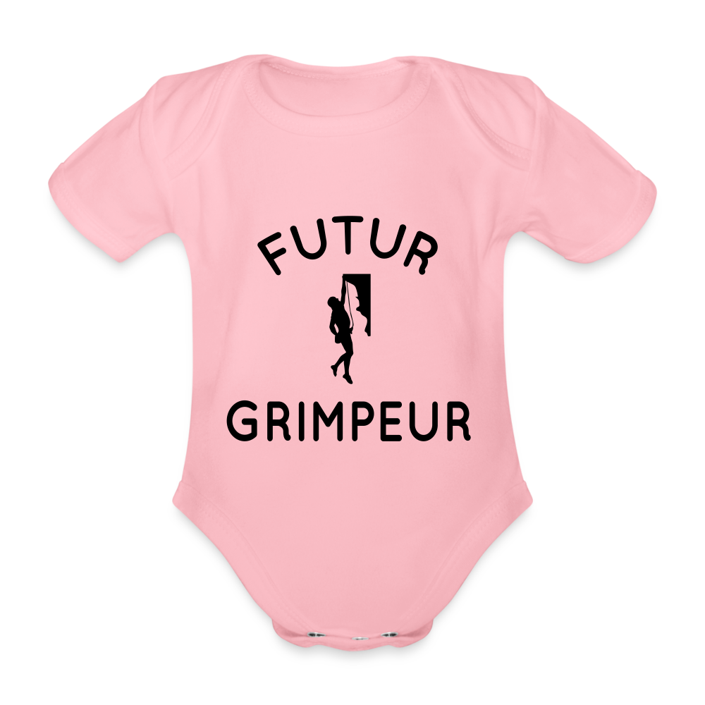 Body Bébé bio manches courtes - Futur grimpeur - rose clair