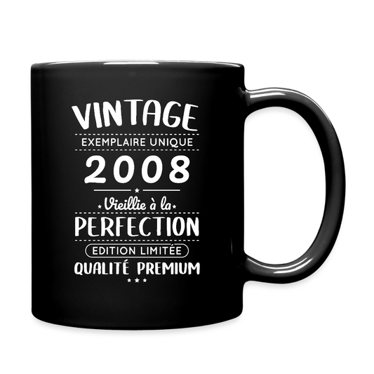 Mug anniversaire femme 18 ans – Vintage 2008 – Perfection - noir