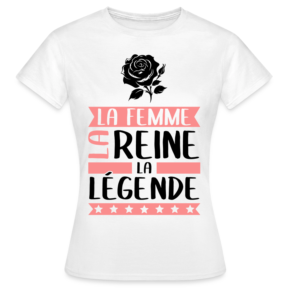 T-shirt femme coloris clair Rose rébus – La femme, la reine, la légende - blanc