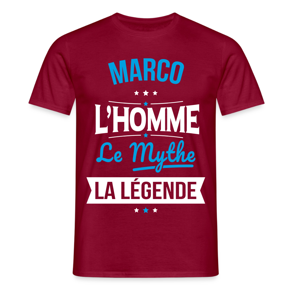 T-shirt Marco l’homme le mythe la légende – Cadeau original homme - rouge brique