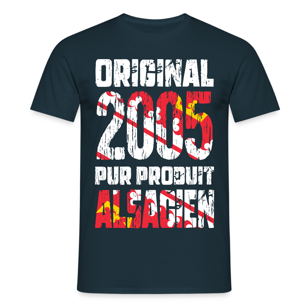 T-shirt Homme - Anniversaire 20 Ans - Original 2005 - Pur produit Alsacien - marine