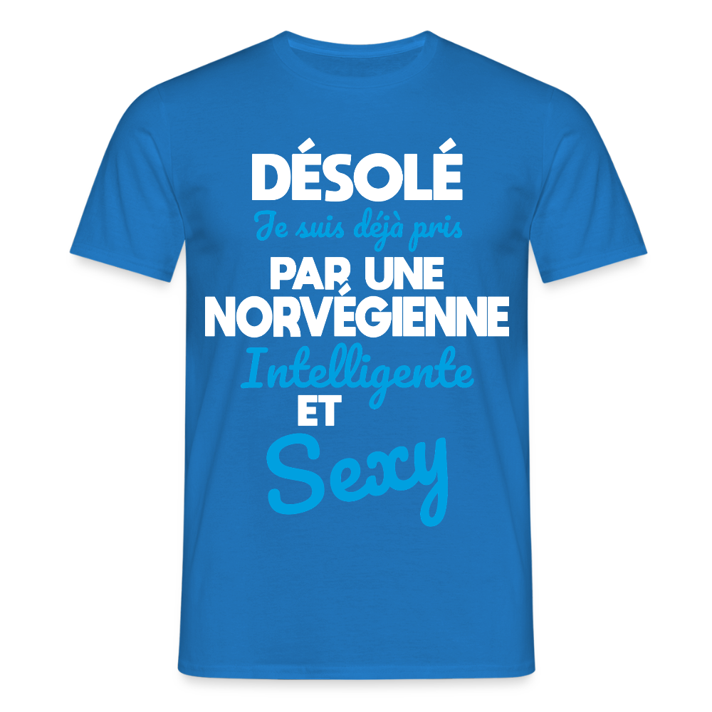 T-shirt Homme -  Je suis déjà pris par une Norvégienne intelligente et sexy - bleu royal
