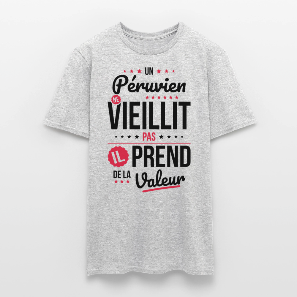 T-shirt Homme - Un Péruvien ne vieillit pas - gris chiné
