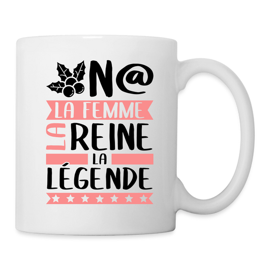 Mug blanc Oona rébus – La femme, la reine, la légende - blanc