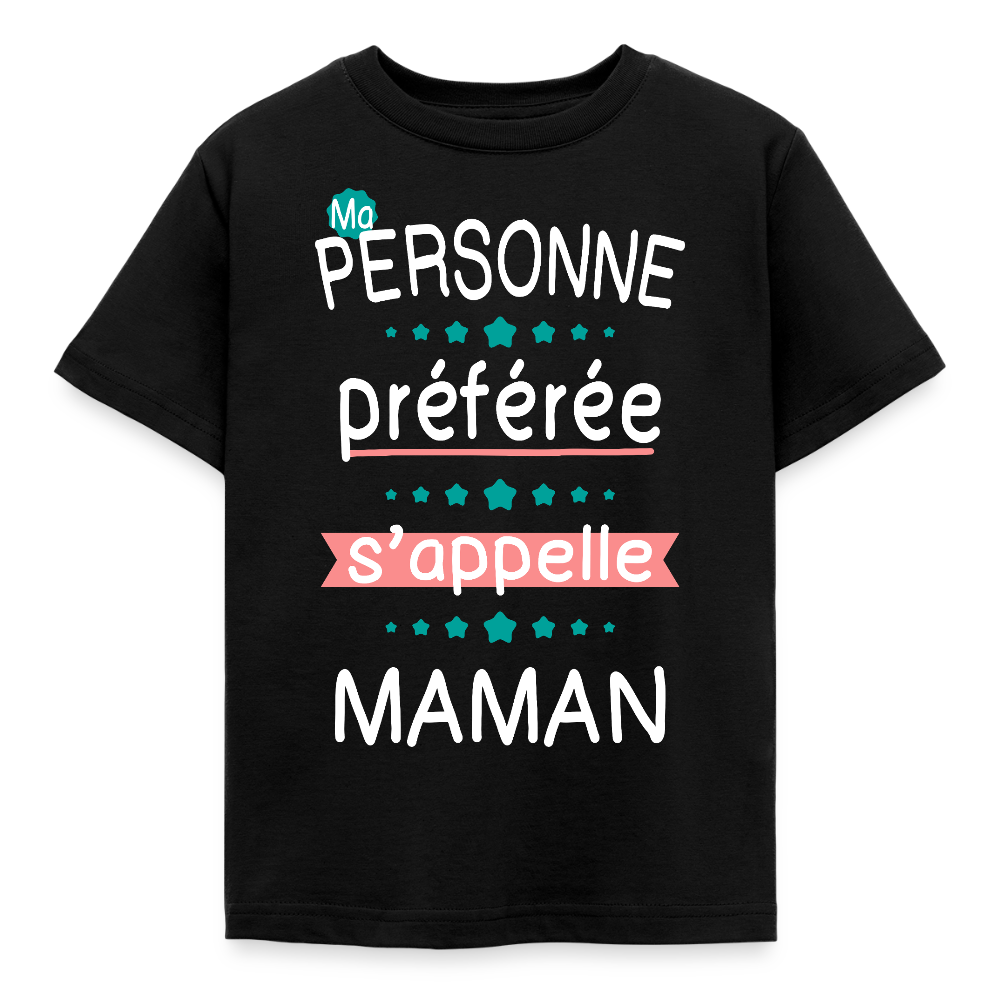 T-shirt enfant impression rose - Personne préférée Maman - noir