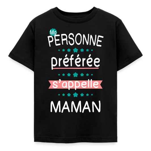 T-shirt enfant impression rose - Personne préférée Maman - noir