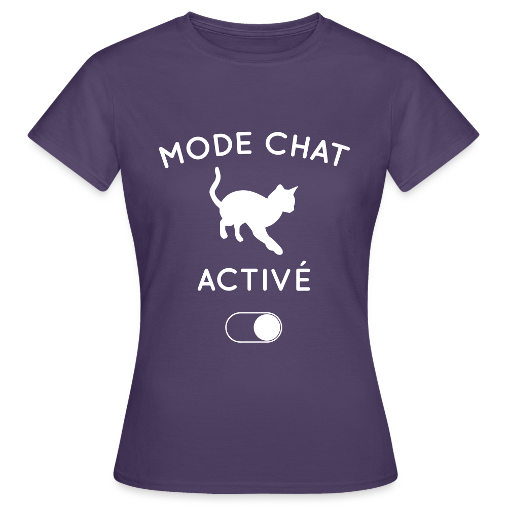 T-shirt Femme - Mode chat activé - violet foncé