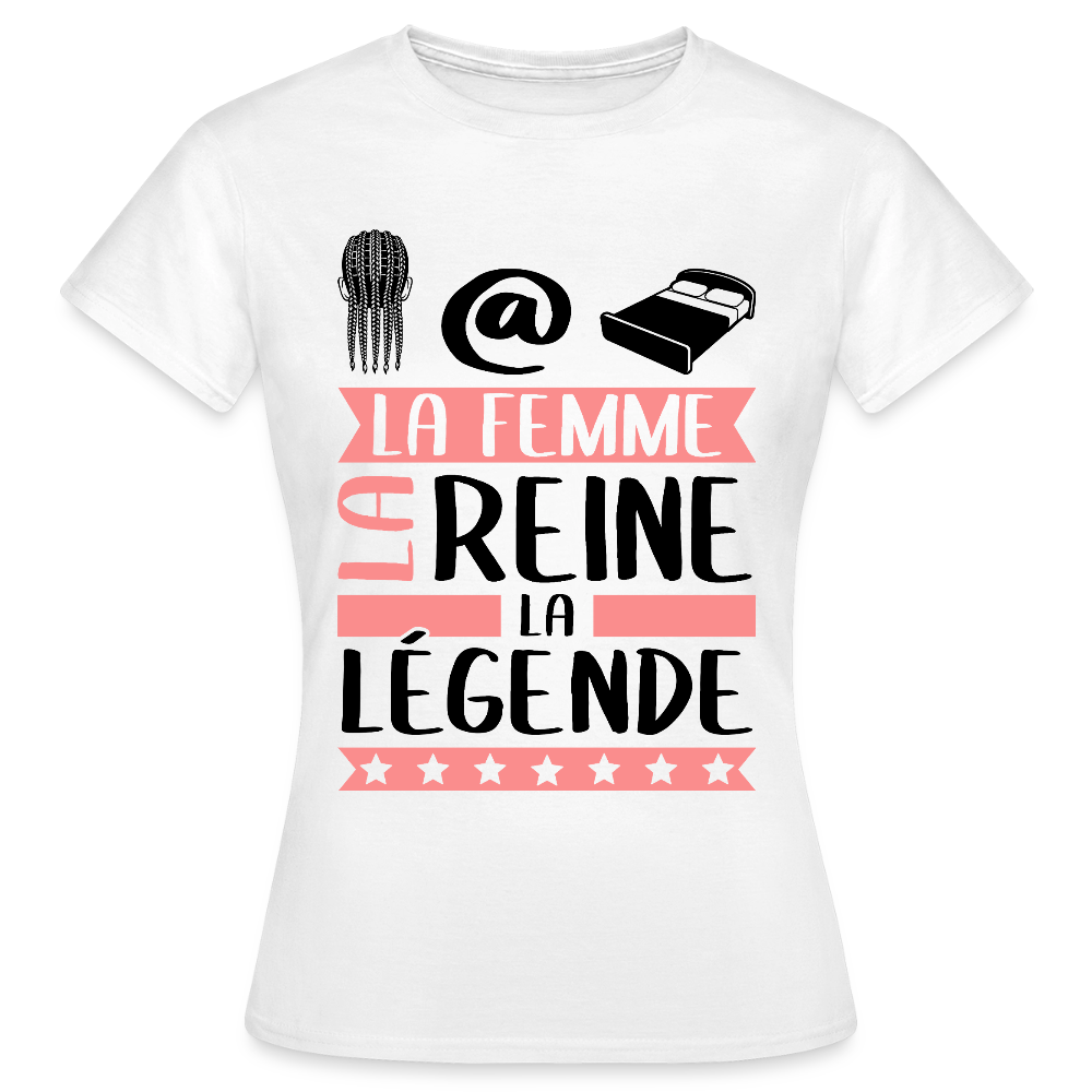 T-shirt femme coloris clair Nathalie rébus – La femme, la reine, la légende - blanc