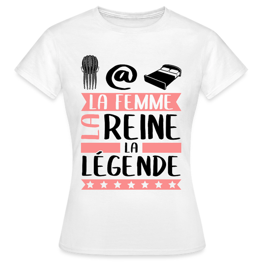T-shirt femme coloris clair Nathalie rébus – La femme, la reine, la légende - blanc