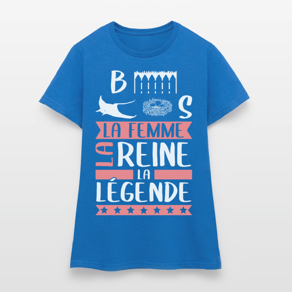 T-shirt femme Bérénice rébus – La femme, la reine, la légende - bleu royal