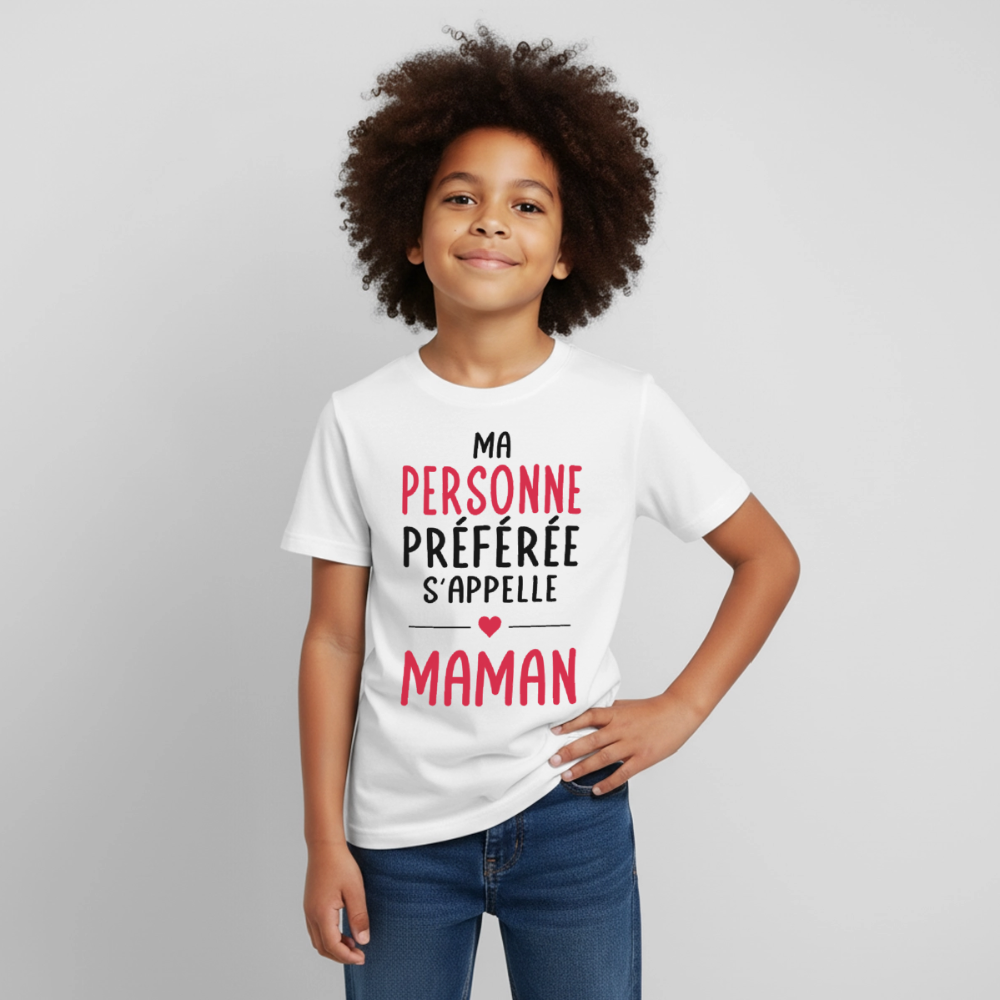 T-shirt enfant coloris clair - Ma personne préférée s'appelle Maman - blanc
