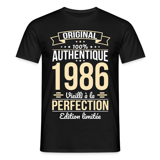 T-shirt anniversaire homme 40 ans – Original 1986 - noir