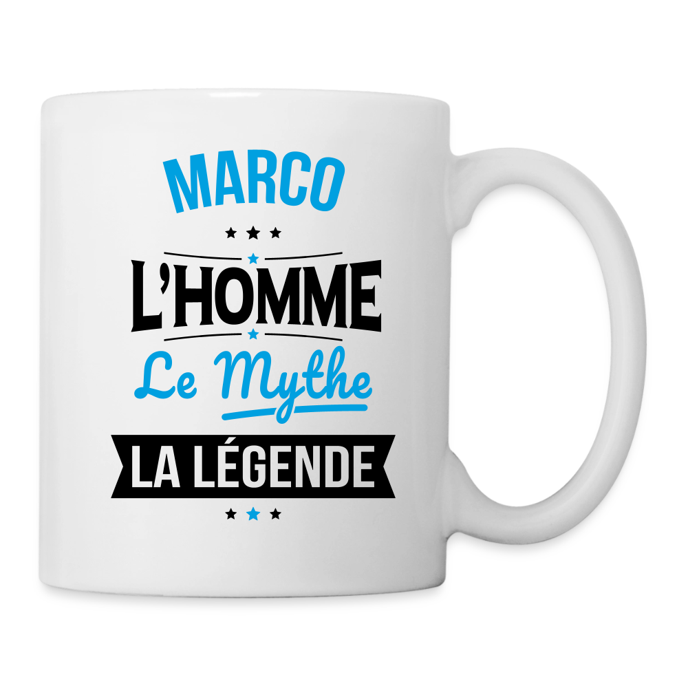 Mug blanc Marco l’homme le mythe la légende – Cadeau original - blanc