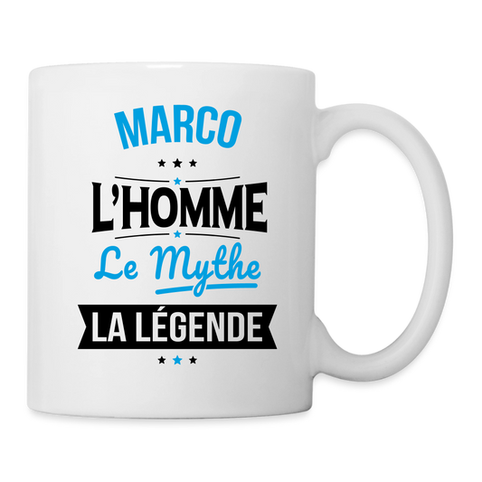 Mug blanc Marco l’homme le mythe la légende – Cadeau original - blanc