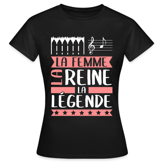 T-shirt femme Ella rébus – La femme, la reine, la légende - noir