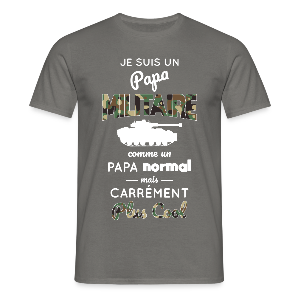 T-shirt Homme - Papa militaire plus cool - gris graphite