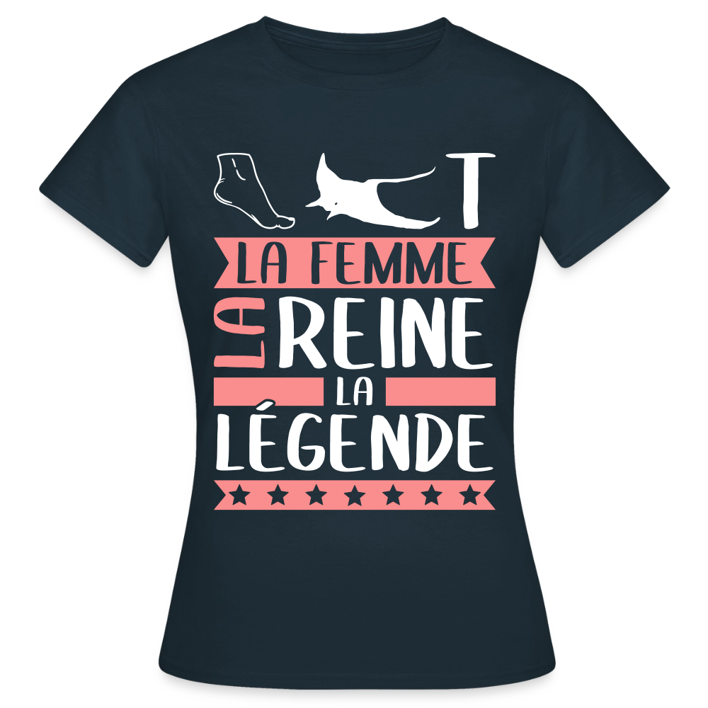 T-shirt femme Pierrette rébus – La femme, la reine, la légende - marine