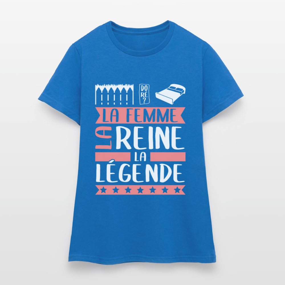 T-shirt femme Emilie rébus – La femme, la reine, la légende - bleu royal