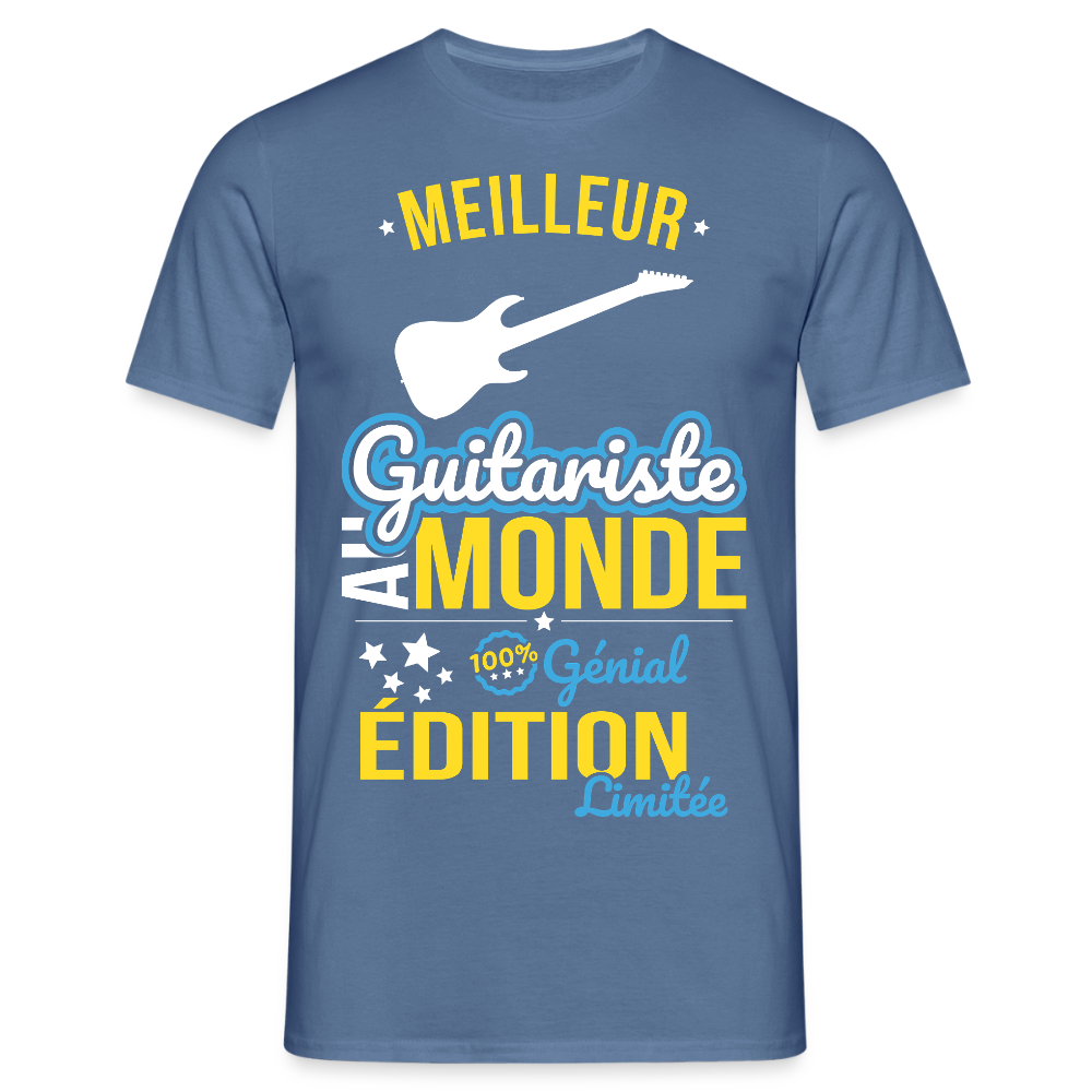 T-shirt Homme - Meilleur Guitariste au monde - 100% génial - bleu pigeon 