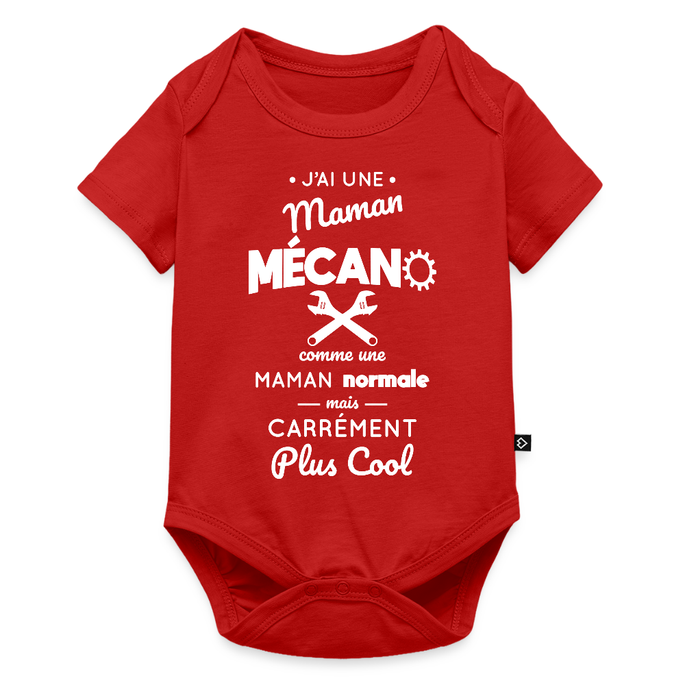 Body Bébé bio manches courtes - J'ai une maman mécano - rouge