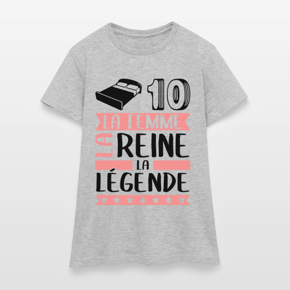 T-shirt femme coloris clair Lydie rébus – La femme, la reine, la légende - gris chiné