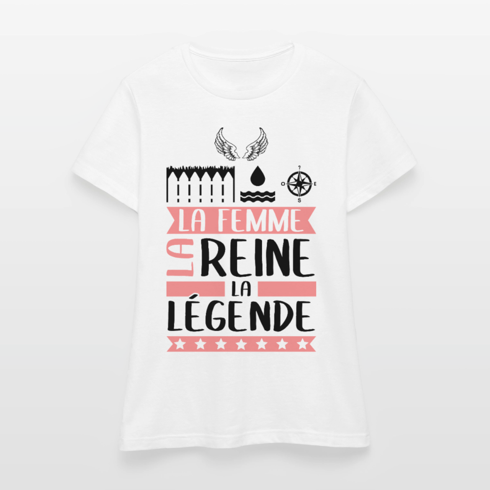 T-shirt femme coloris clair Eléonore – La femme, la reine, la légende - blanc