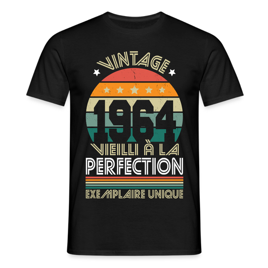 T-shirt Homme - Anniversaire 61 Ans - Vintage 1964 - noir