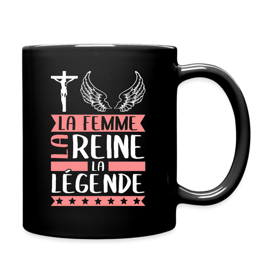 Mug uni Christelle rébus – La femme, la reine, la légende - noir