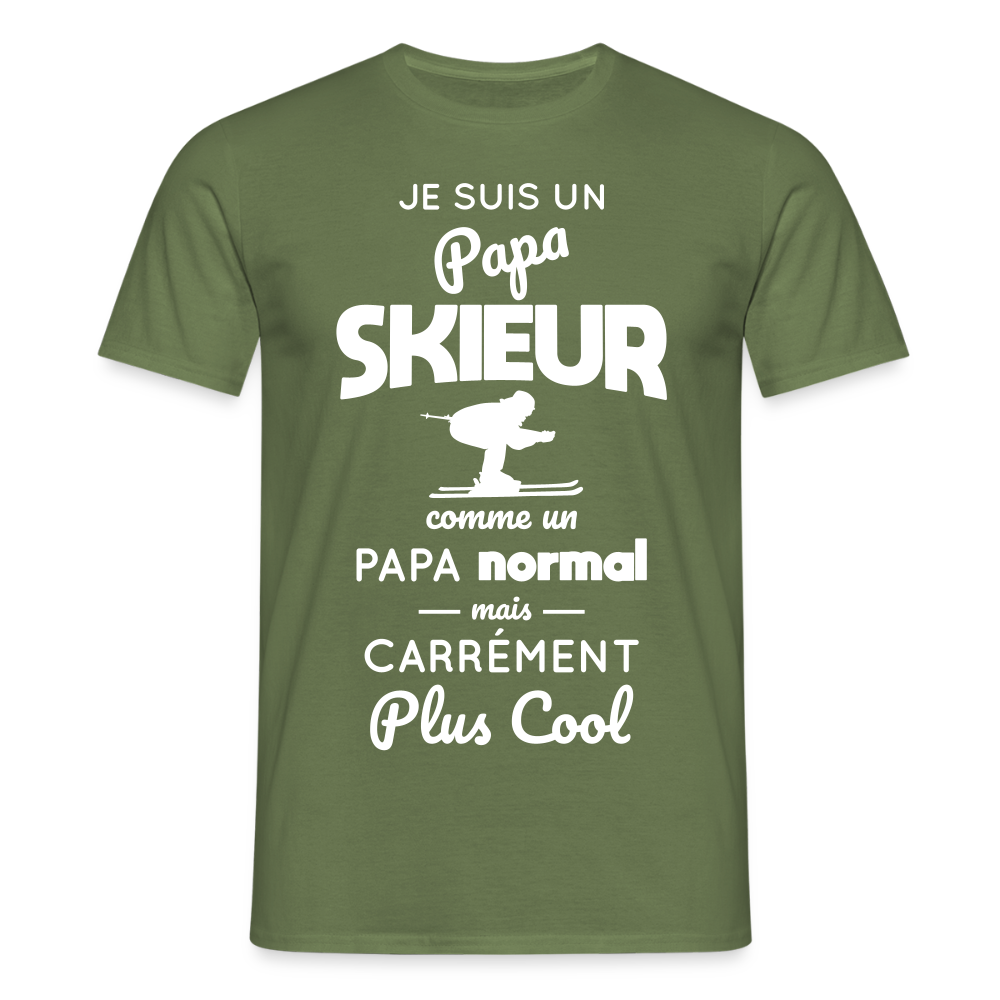 T-shirt Homme - Papa skieur plus cool - vert militaire