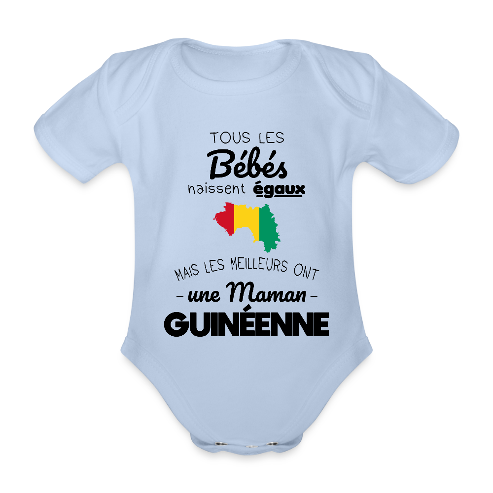 Body Bébé bio manches courtes - Les Meilleurs Ont Une Maman Guinéenne - ciel
