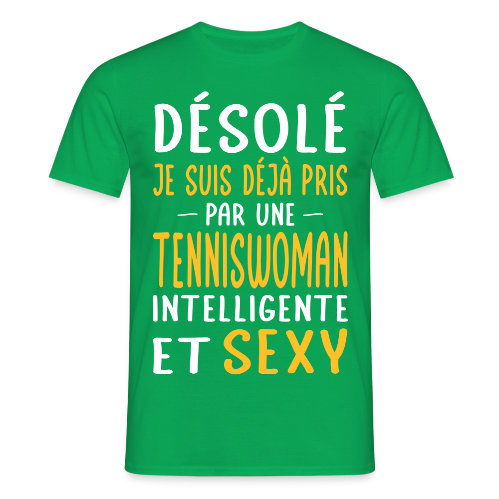 T-shirt Homme - Je suis pris par une tenniswoman intelligente et sexy - vert