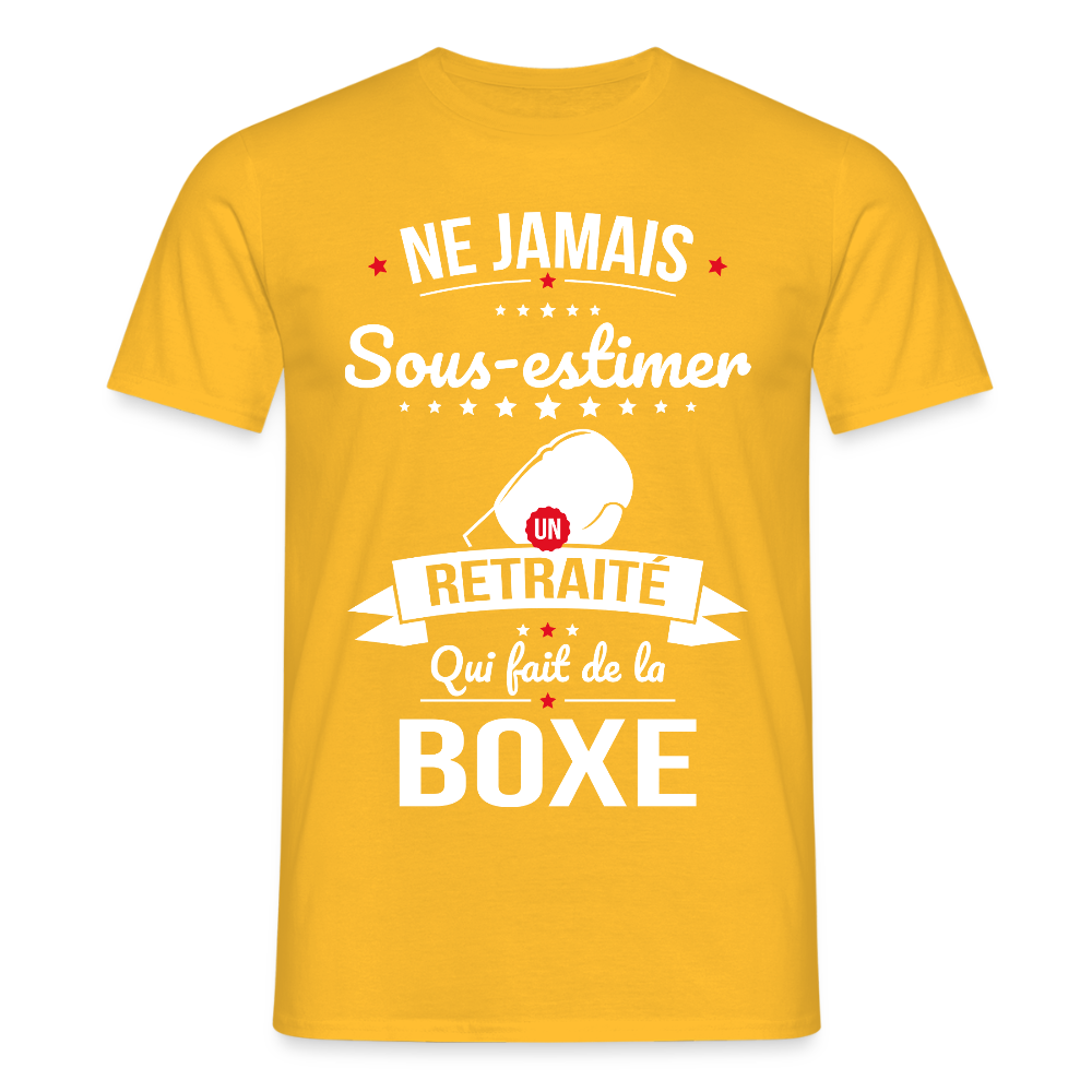 T-shirt Homme - Ne jamais sous-estimer un retraité qui fait de la boxe - jaune