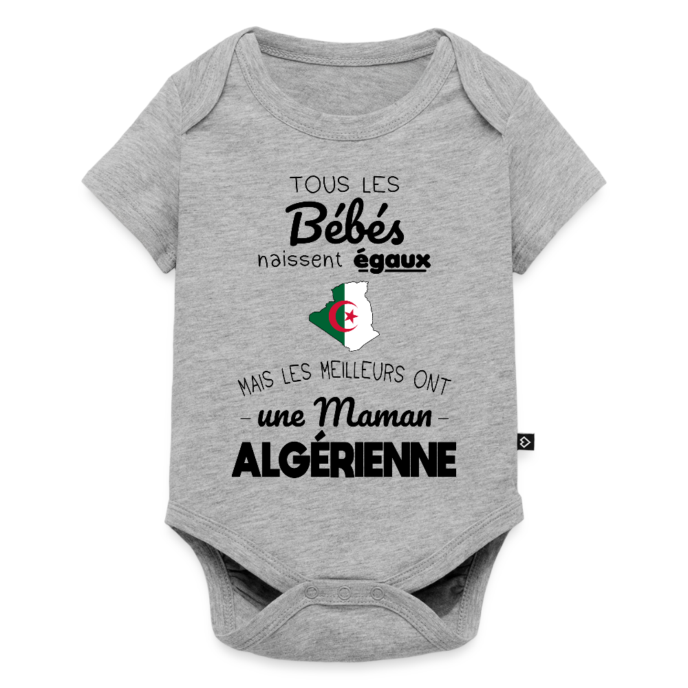Body Bébé bio manches courtes - Les Meilleurs Ont Une Maman Algérienne - gris chiné