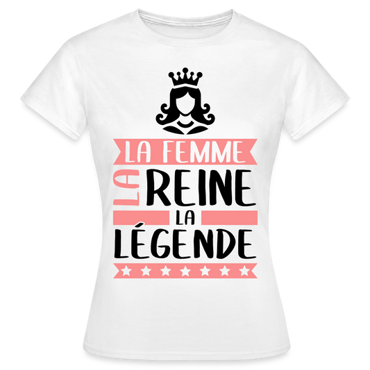 T-shirt femme coloris clair Reine rébus – La femme, la reine, la légende - blanc