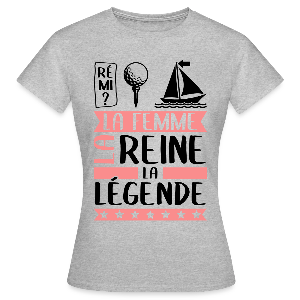 T-shirt femme coloris clair Fatima rébus – La femme, la reine, la légende - gris chiné