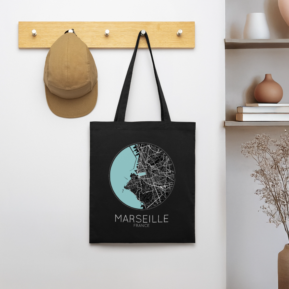 Tote Bag Marseille Bio – Plan de Marseille - noir